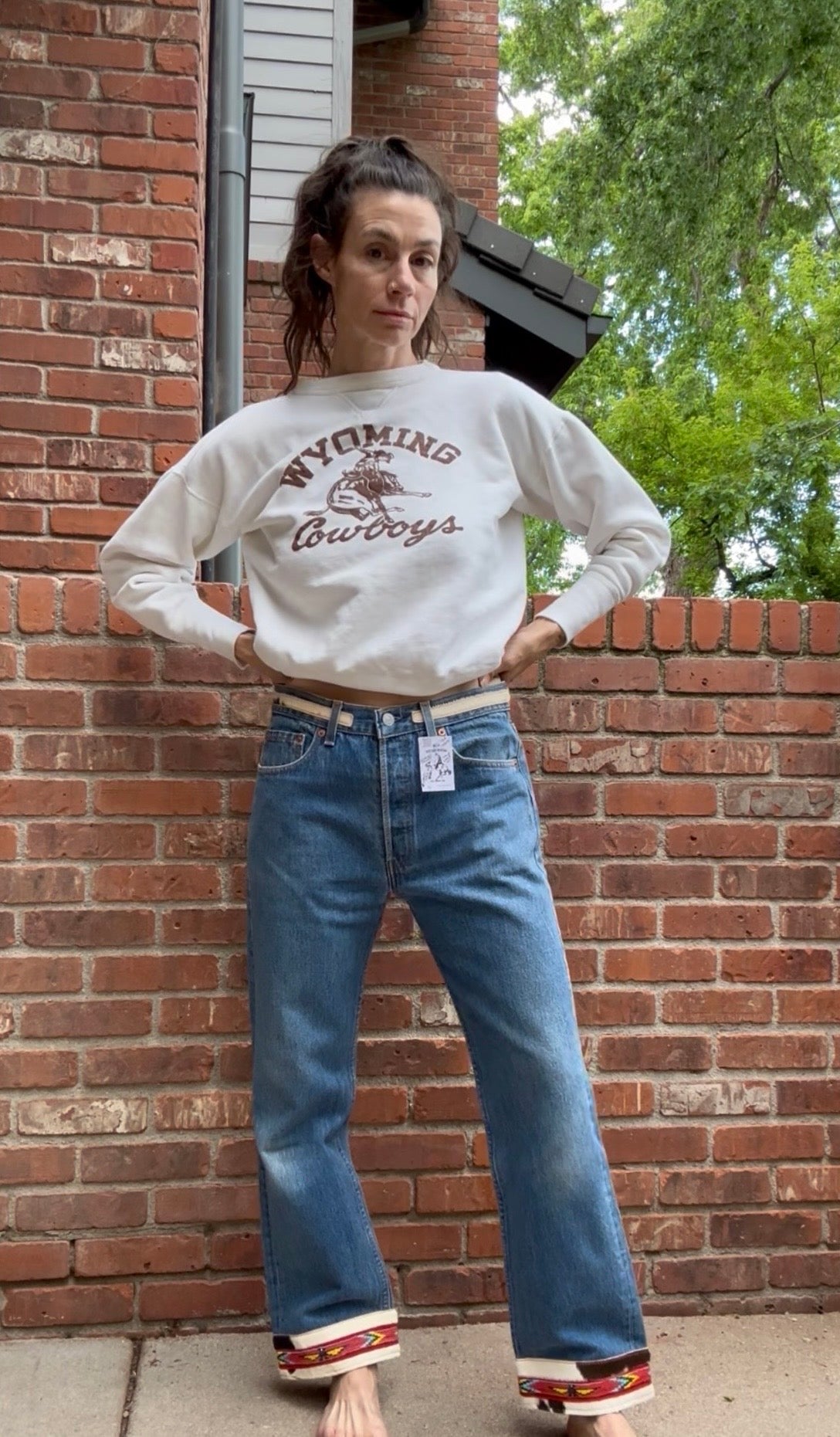 90’s Custom Cowhide Beaded Levi’s 501 Jeans (Modern 29/30)