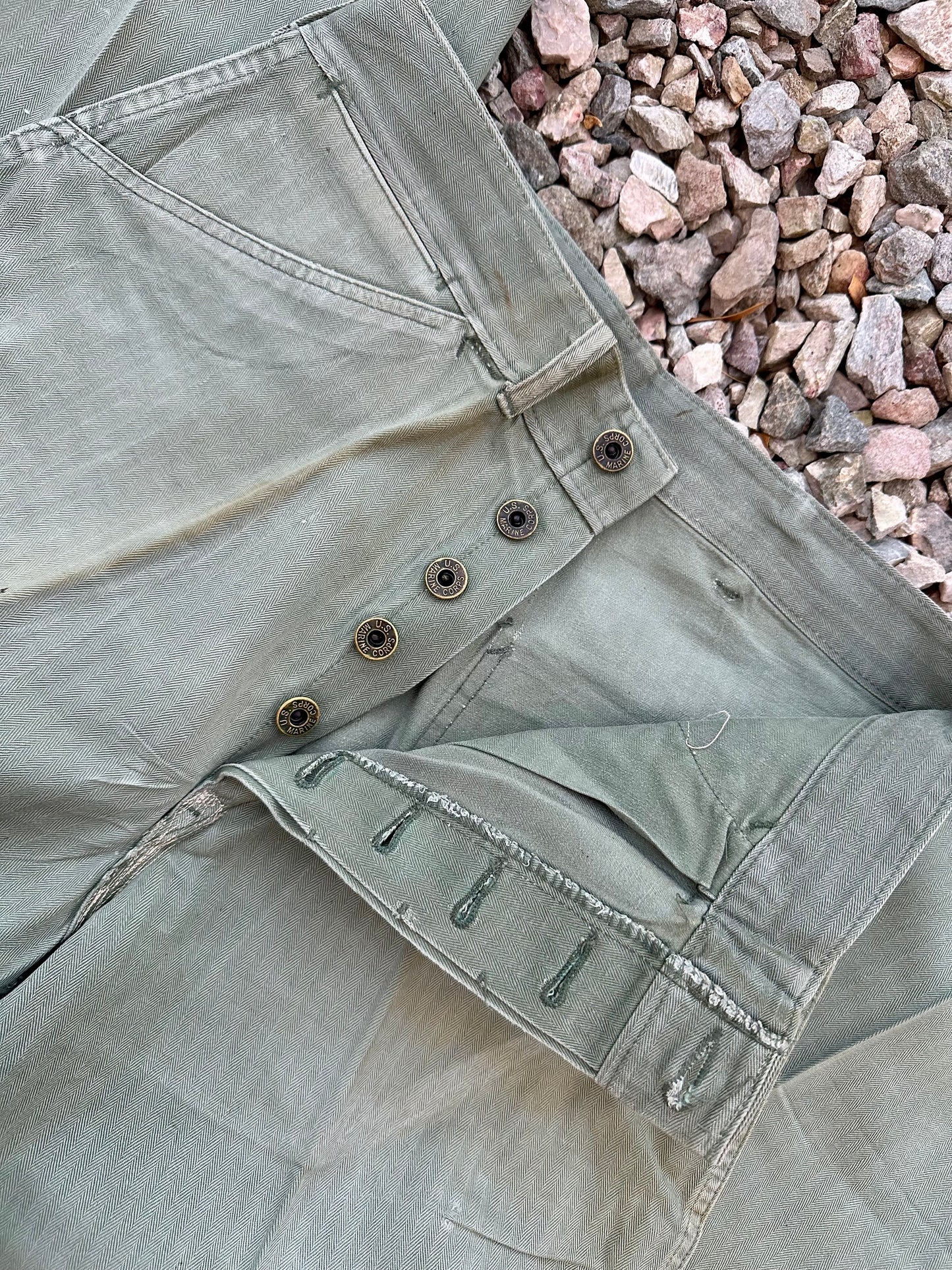 40’s WWII HBT USMC Donut Button P41 Trousers (Unisex 29/30)