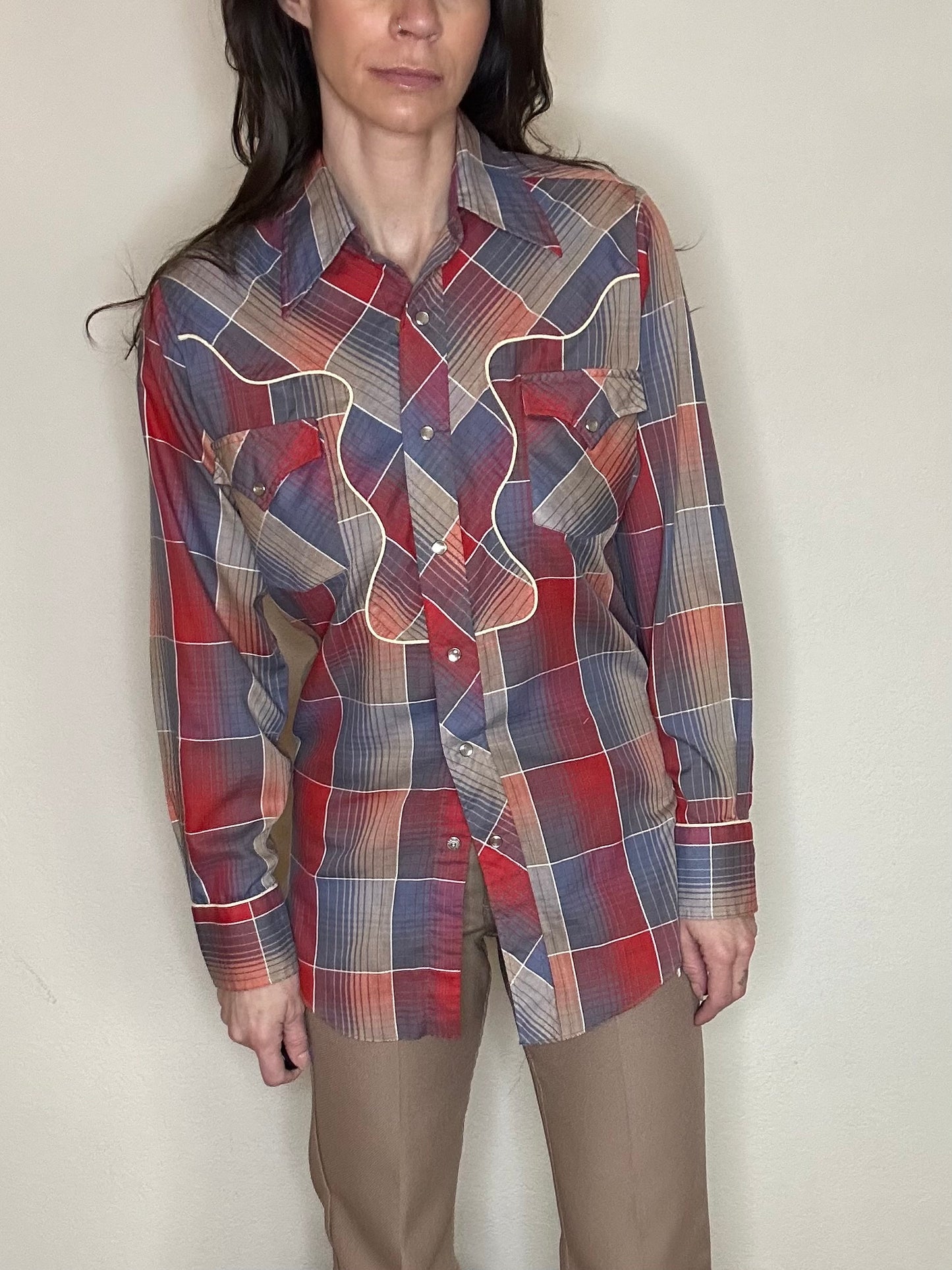 70’s H Bar C California Ranchwear Western Pearl Snap Shirt (Unisex S)