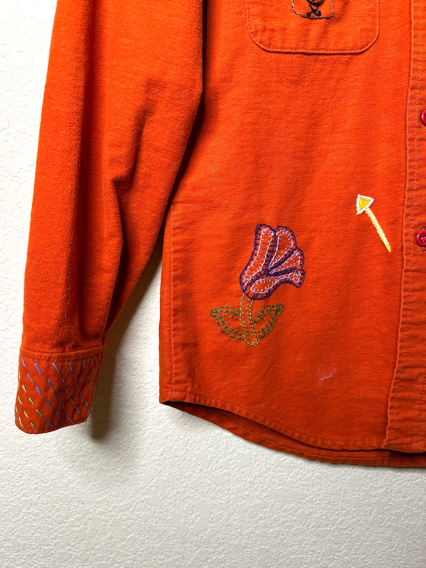 MCA VINTAGE REVIVAL: Hand Embroidered 70’s Sport King Cotton Chamois Shirt (S)