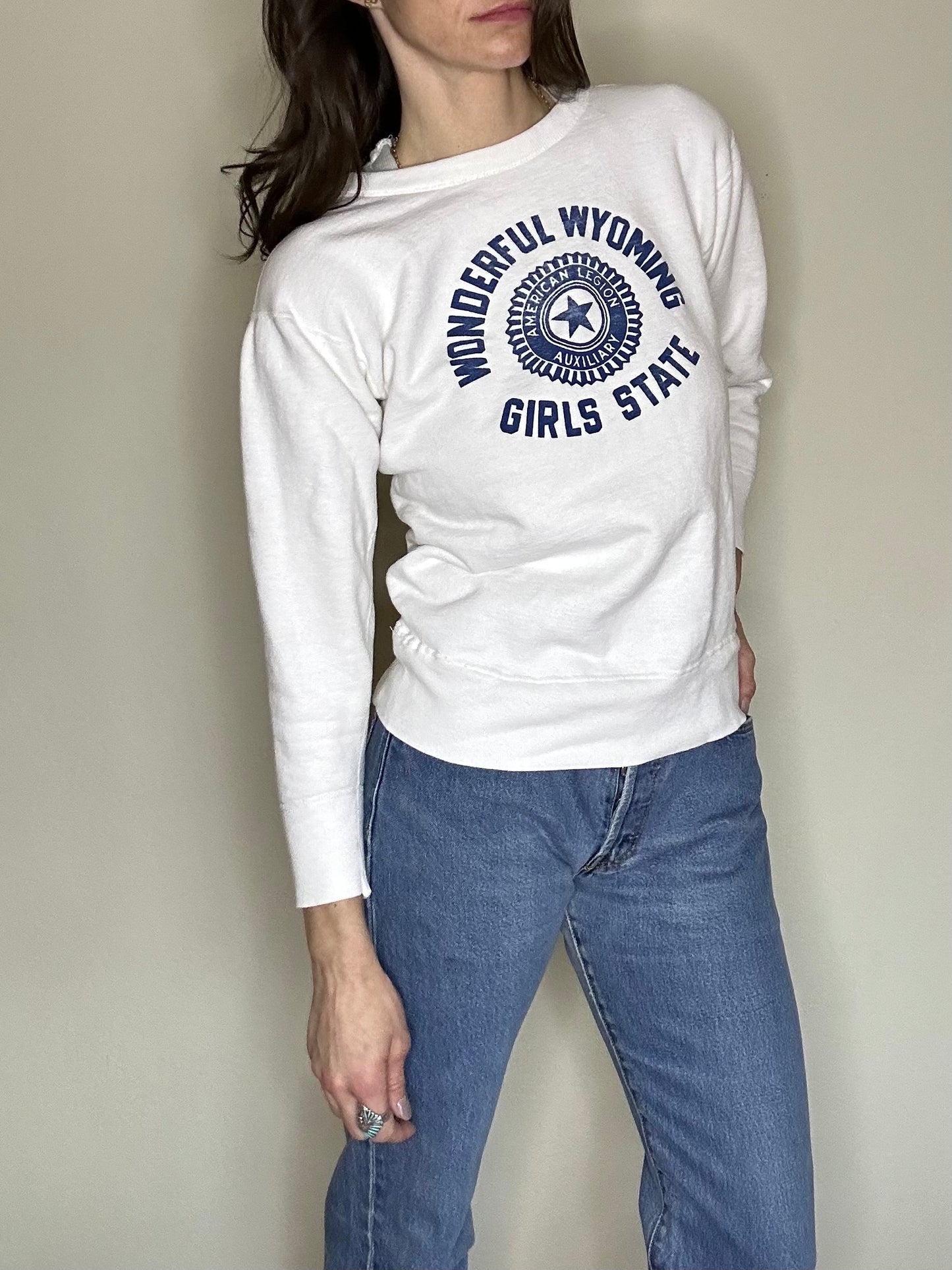 60’s Champion Running Man Wonderful Wyoming Girls State Sweatshirt (Women’s XS/S)