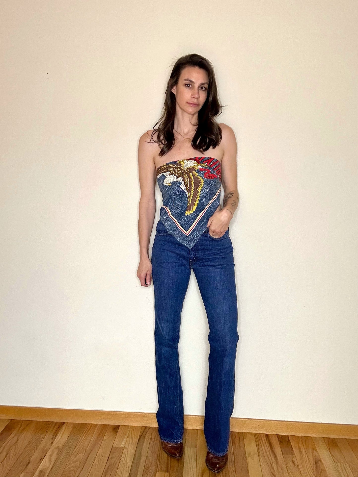 70’s Levi’s 646 USA Orange Tab Button #4 Bell Flare Jeans (Women’s 28)