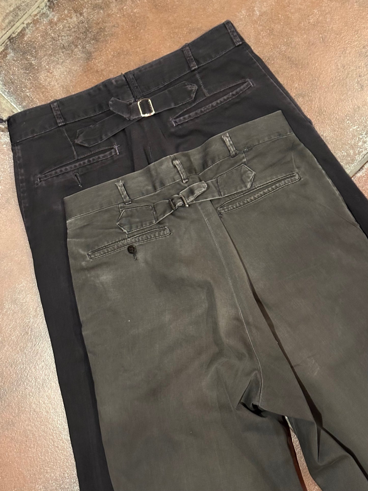 40’s Buckle Back Faded Black Cotton Cuffed Trousers (30x31)