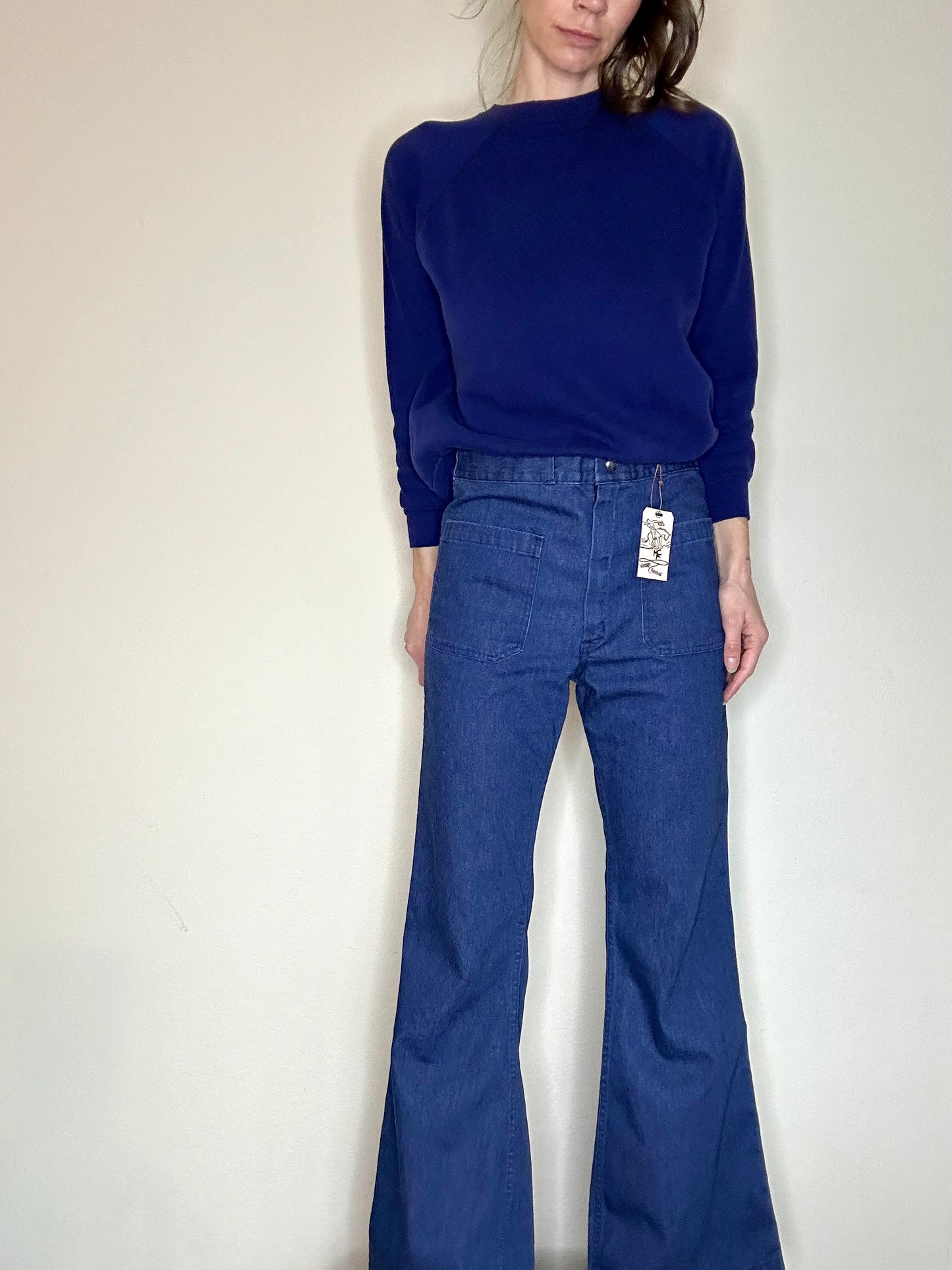 70’s US Navy Seafarer Flare Utility Jeans (32 / Modern 10) Cotton Stretch
