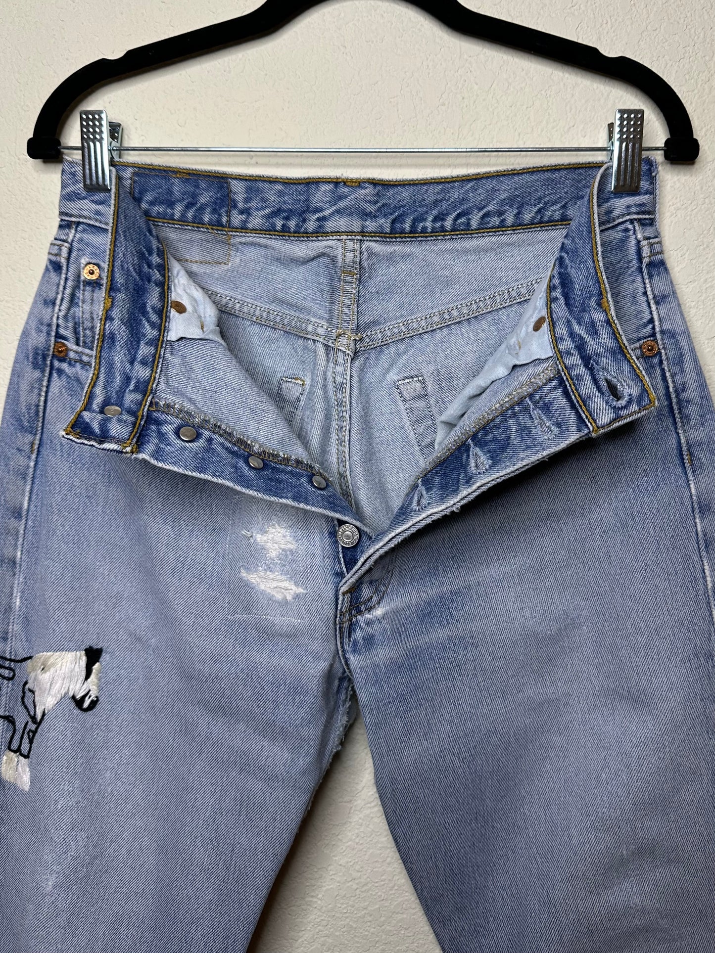MCA Vintage Revival: 90’s Levi’s 501 Clydesdale Horse Hand Embroidered Jeans (Modern 28)