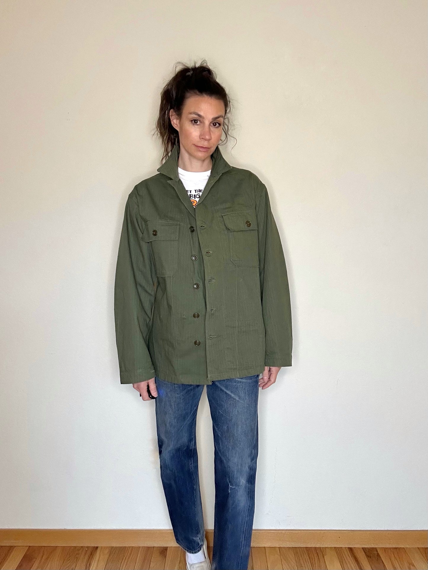 40’s WWII Deadstock Military HBT M43 “The Specials” Combat Field Shirt Jacket (M)