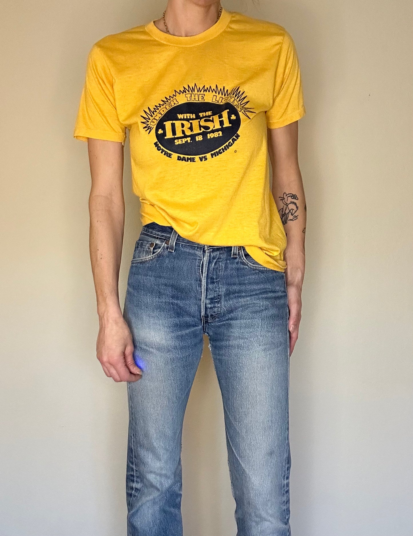 80’s Notre Dame vs Michigan Single Stitch “Under the Lights” Tee (Unisex S)