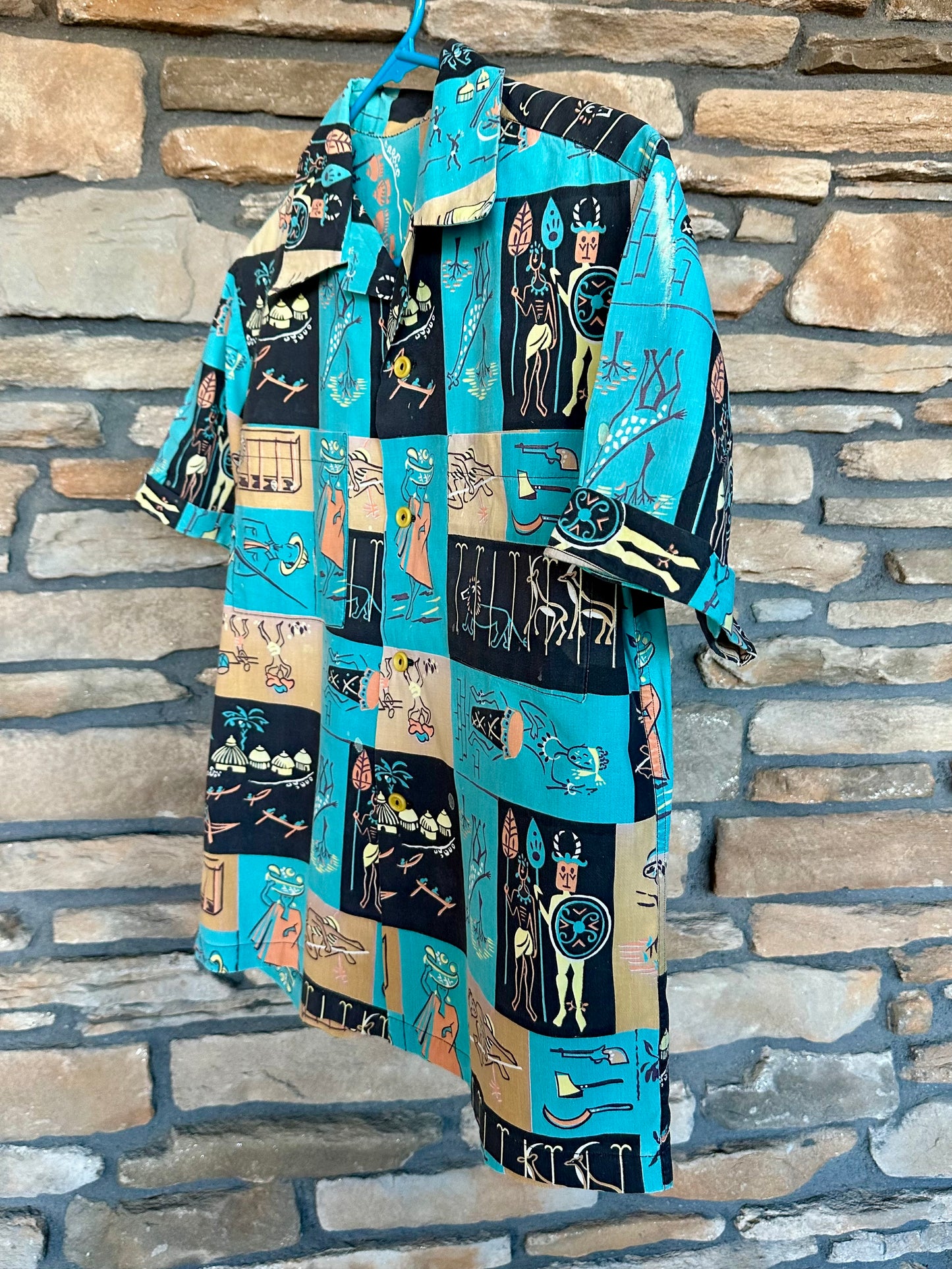 50’s Handmade Cotton Novelty Printed Casual Shirt (Unisex S)