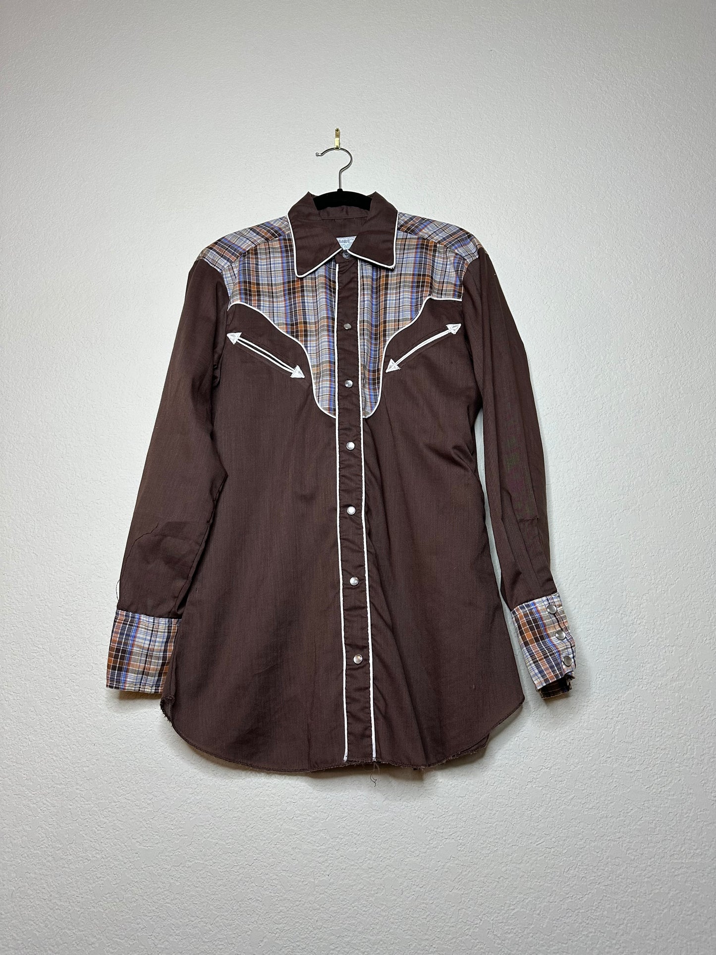70’s H Bar C California Ranchwear Arrow Pocket Pearl Snap Shirt (Unisex S)