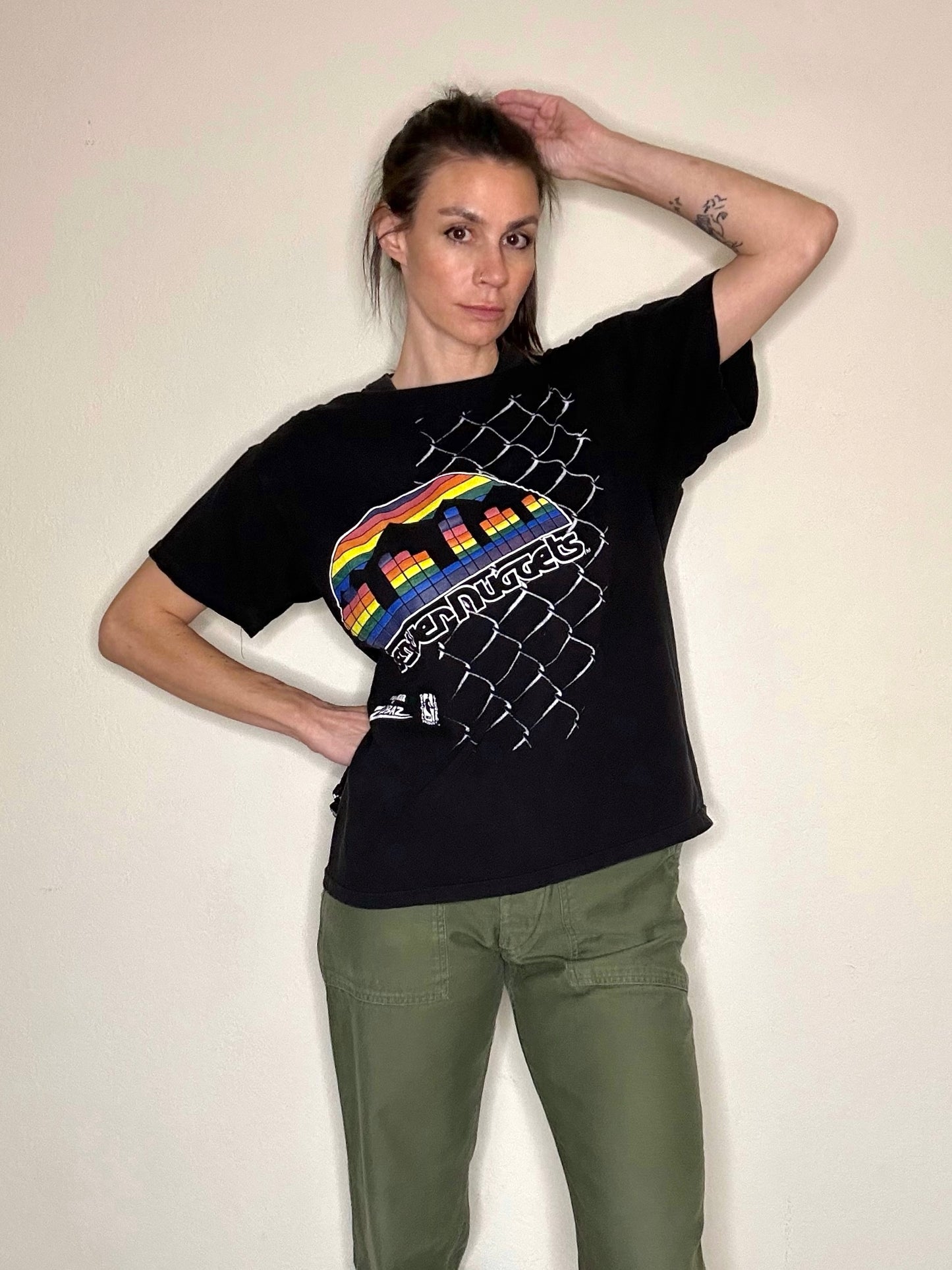 80’s Rare Denver Nuggets Bob Lanier Zubaz Old Tetris Logo Single Stitch Tee (Unisex M)