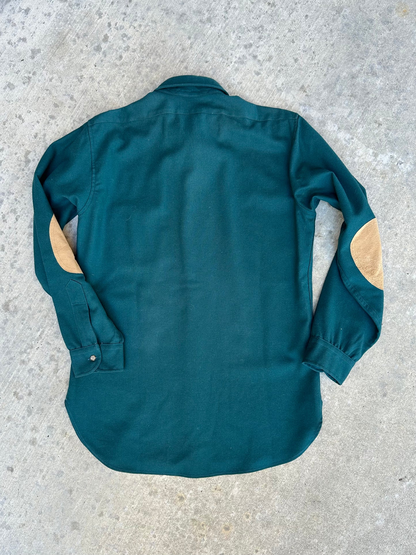 70’s Pendleton Suede Patch Solid Wool Shirt (Men’s M)