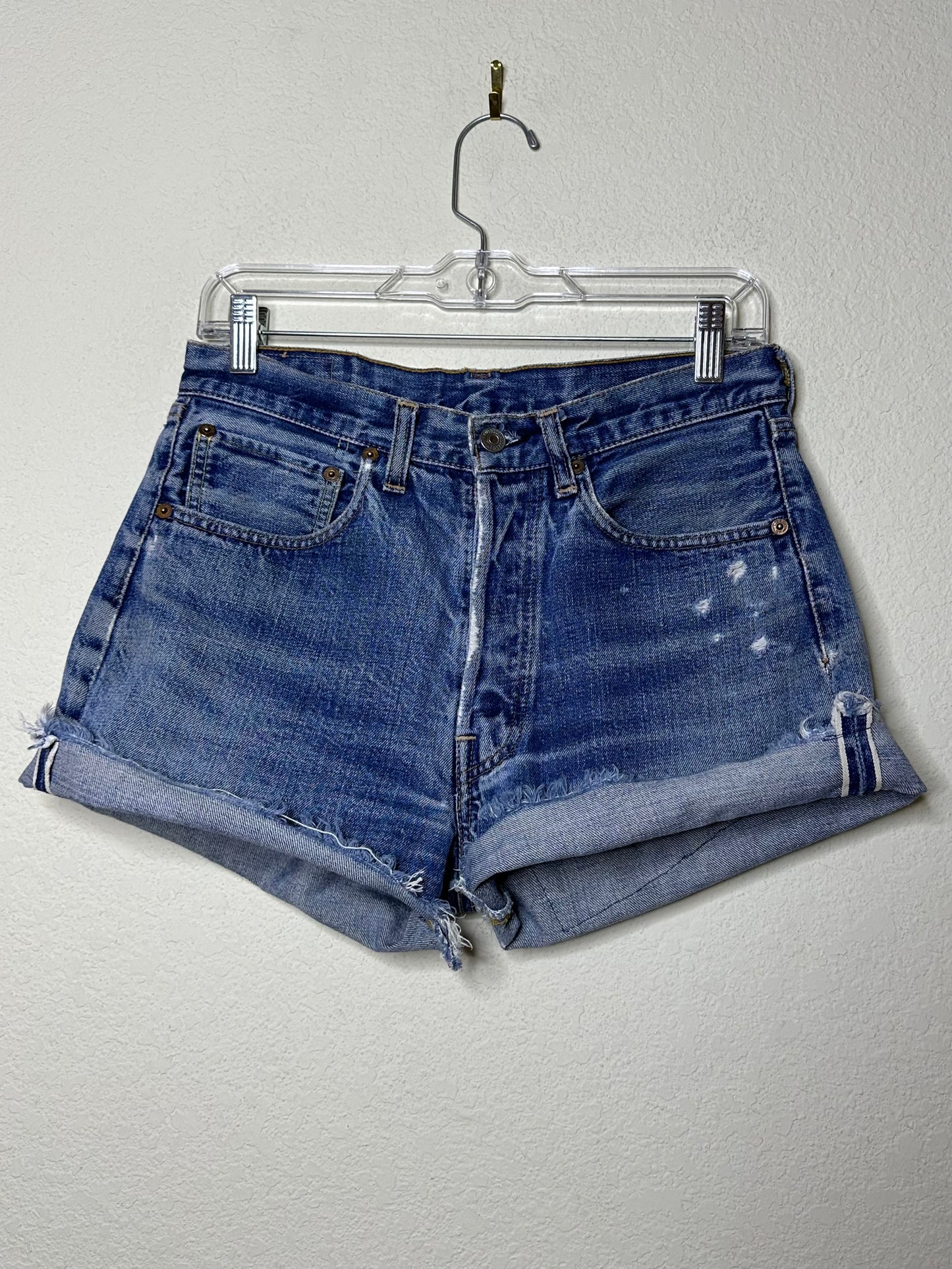 60’s LEVI’S BIG E Redline Selvedge Patchwork Denim Cutoff Shorts (Unisex 28/Modern 6)