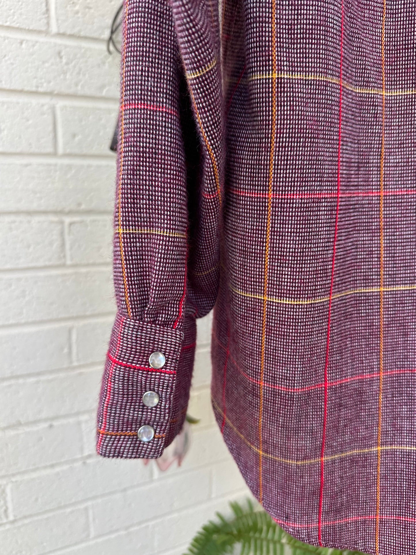 60’s Rockmount Ranchwear Woven Cotten Plaid Pearl Snap Shirt (Unisex L)