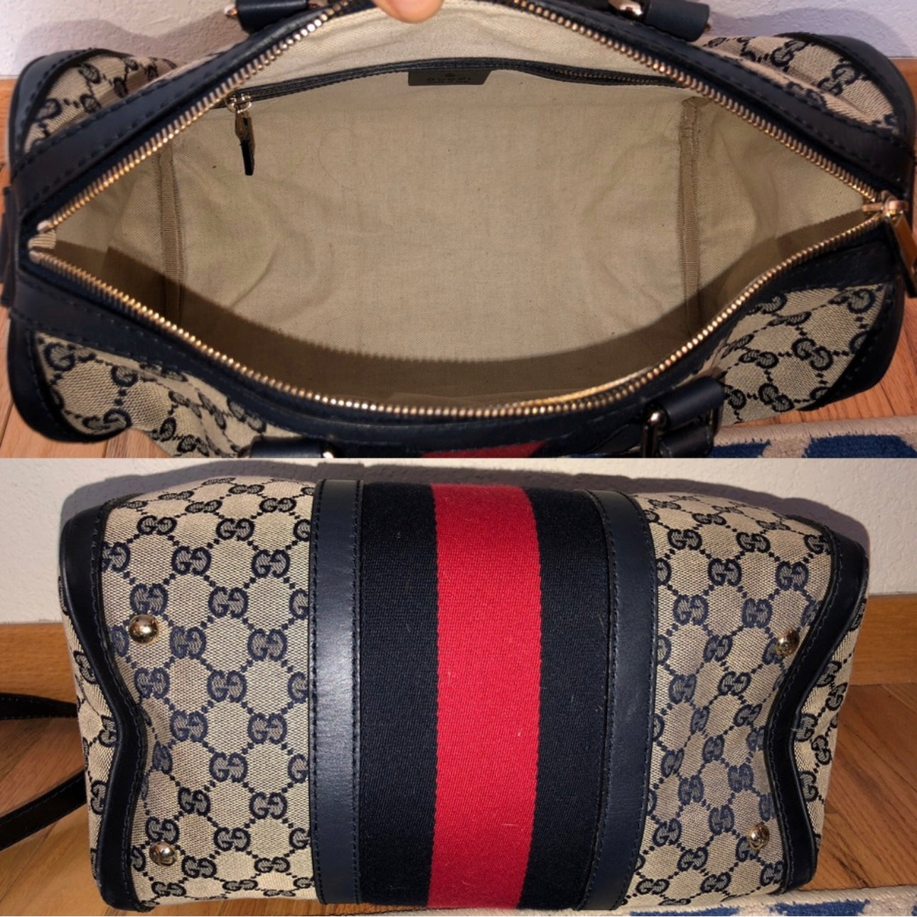 Y2K Gucci Monogram GG Web XL Boston Crossbody Bag