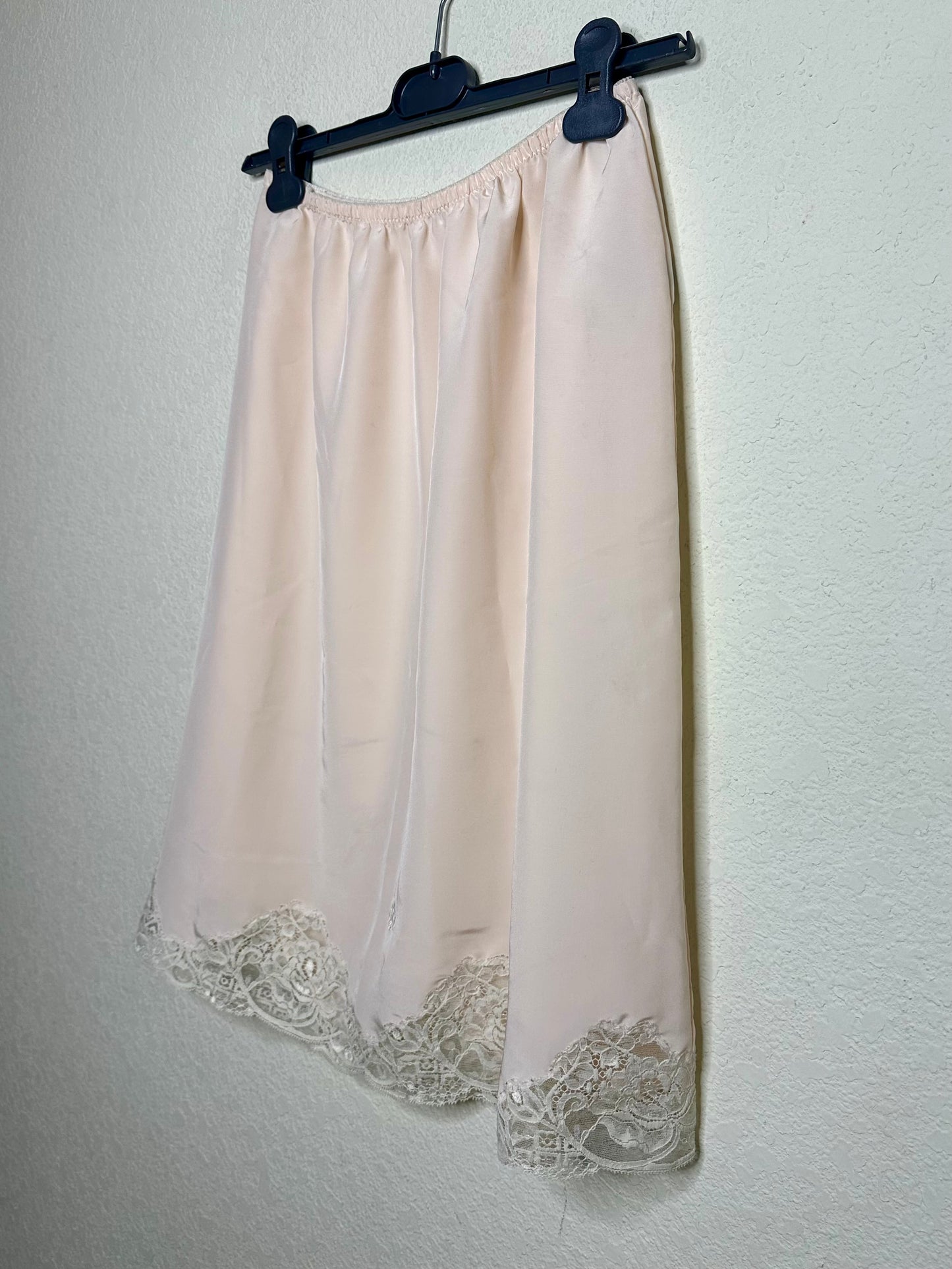 80’s Christian Dior Satin Slip Skirt w/ Embroidered Logo (M/L)