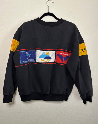 Rare 90s Heavyweight USA Ski Resort Patchwork Sweatshirt (Unisex L/XL)