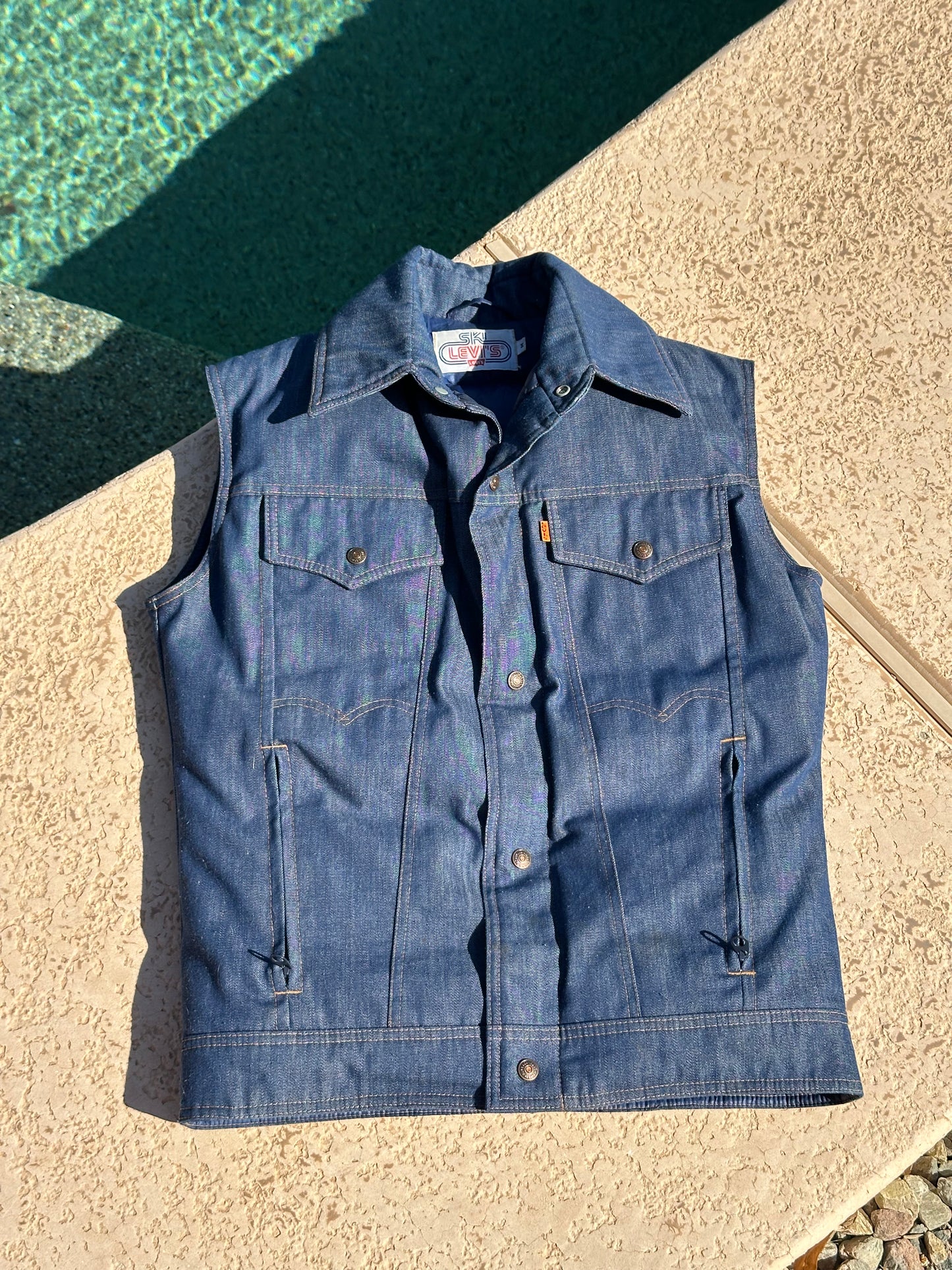 Rare 70’s Ski Levi’s Orange Tab Denim Goose Down Puffer Vest (Unisex M)