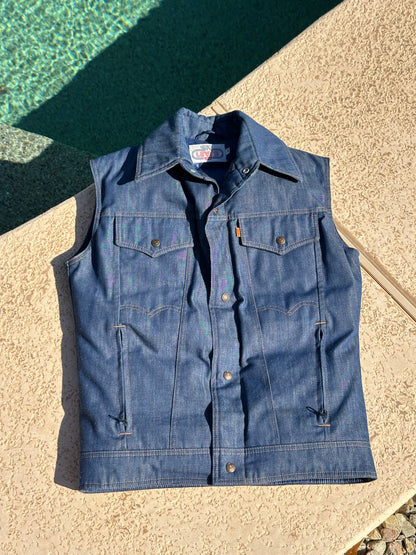 Rare 70’s Ski Levi’s Orange Tab Denim Goose Down Puffer Vest (Unisex M)