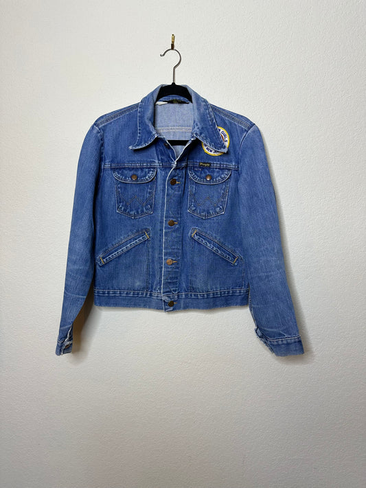 80’s Wrangler No Fault Denim Trucker Jacket w/ Tom Petty Patch (Unisex 38/M)