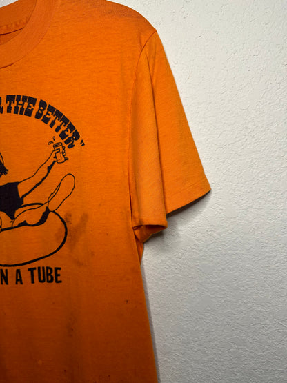 80’s Single Stitch “Do it on a Tube” Thrashed Graphic T-Shirt (Unisex S)