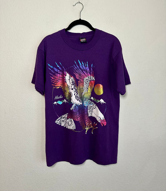 Vintage Colorful Metallic Eagle Alaska Single Stitch Tee (Unisex M)