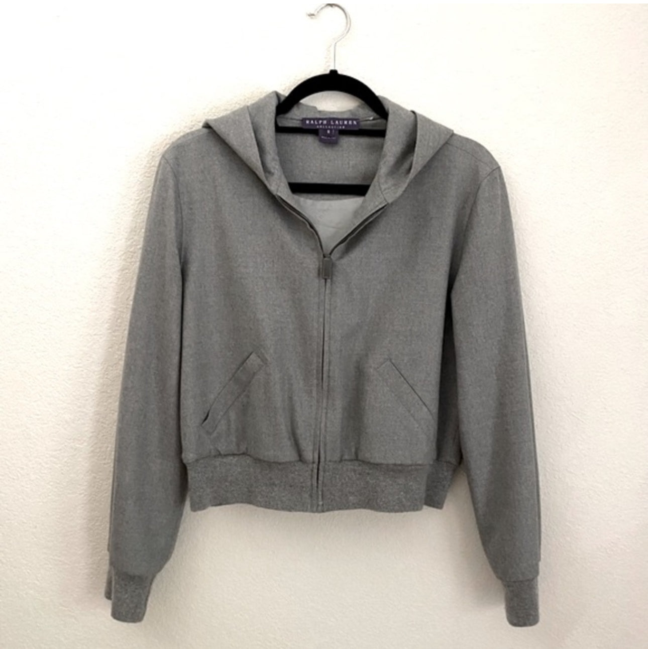 Vintage Ralph Lauren Collection (Purple Label) Wool Crop Zip-Up Hoodie (S/M)