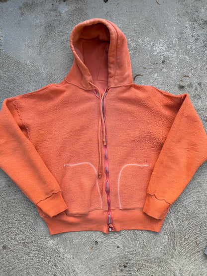 50’s Springfoot Zip-Up 100% Cotton Split Pocket Double Hood Sweatshirt (Unisex M)