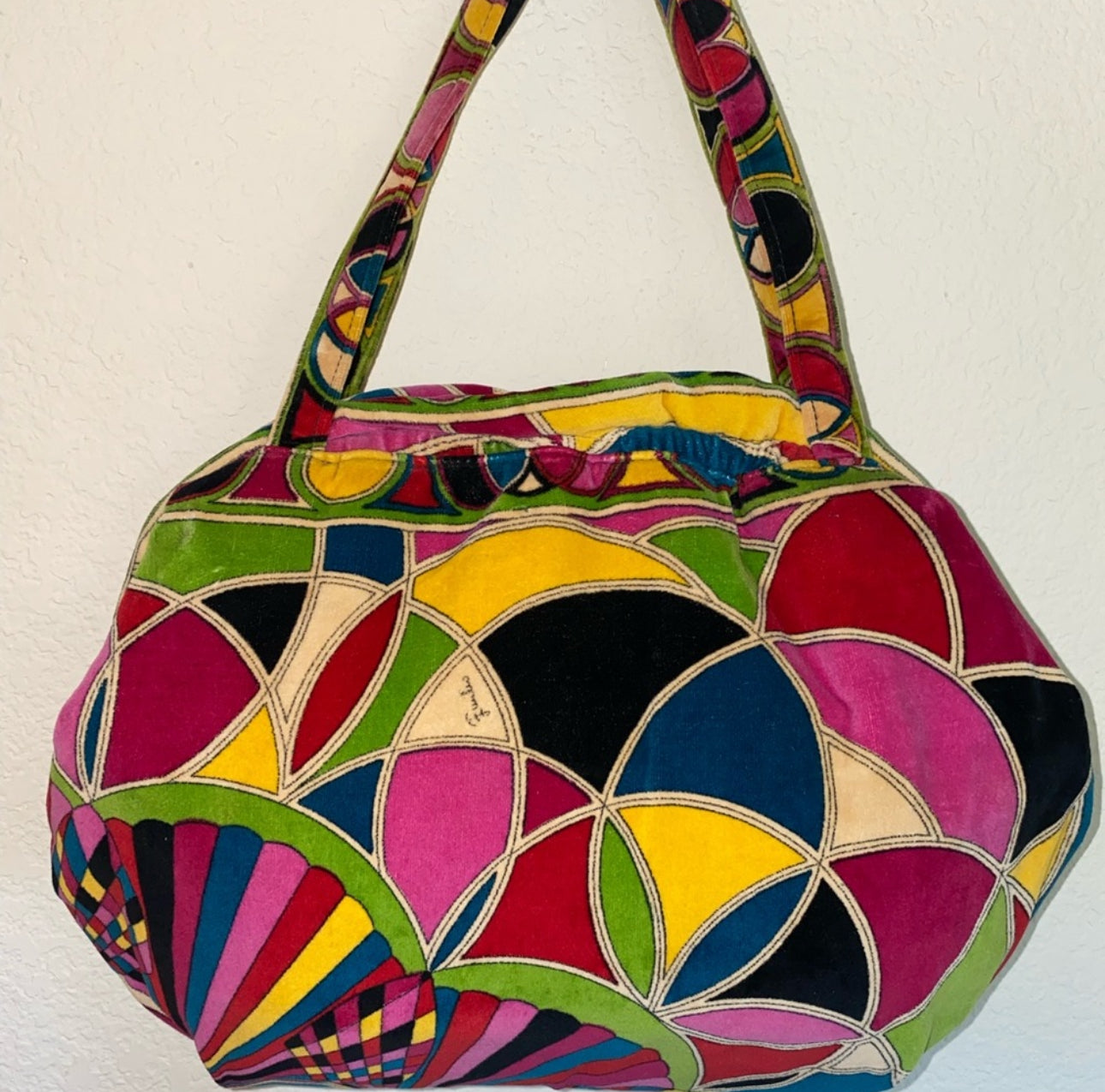 60’s Emilio Pucci by Jana Stained Glass Velvet Shoulder Bag