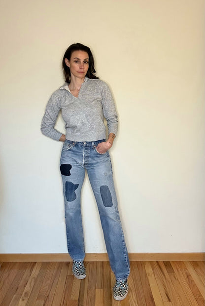 MCA Vintage Revival: Custom 90’s Levi’s 501XX Boro Patchwork Jeans (Modern 4/6)