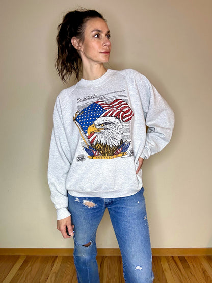 90’s Raglan “We The People” USA Sweatshirt (Unisex L)