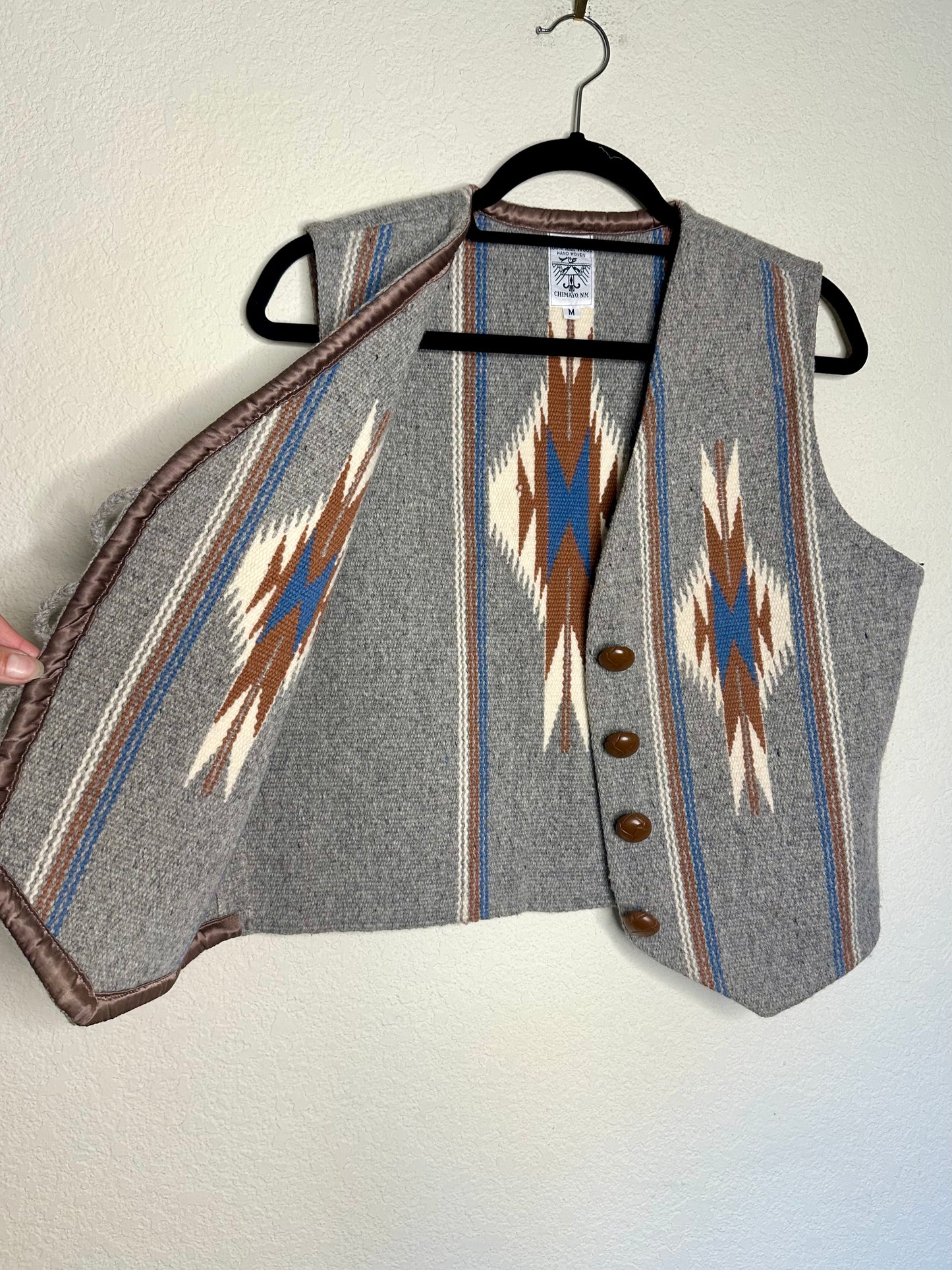 1980’s Ortega’s Chimayo Hand Woven Wool Blanket Vest (Women’s M)