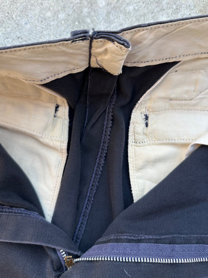 40’s Buckle Back Black Cotton Cuffed Trousers (31x31)