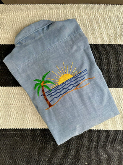 70’s Big Mac Selvedge Chambray Western Shirt w/ Hand Embroidery (Unisex XL)