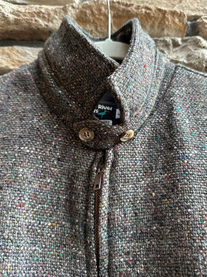 Vintage (50’s Style) Wool Tweed Zip-Up Rickey Jacket (Unisex L)