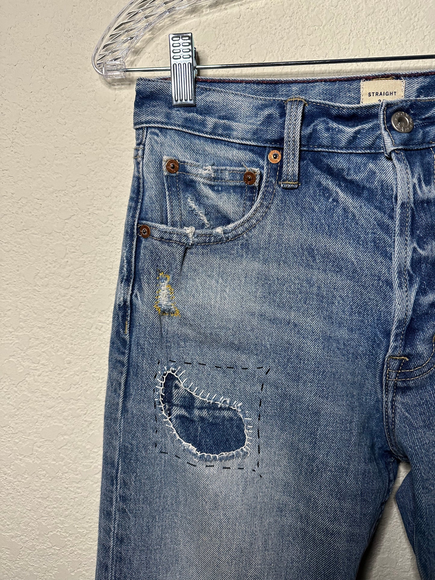 Hand Boro & Sashiko Mended & Patched Cone Denim Jeans (25/26 - Modern 0/2)