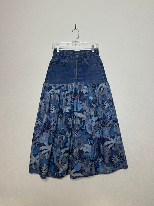 70’s Levi’s 701 Reworked Denim Midi Skirt (0/2)