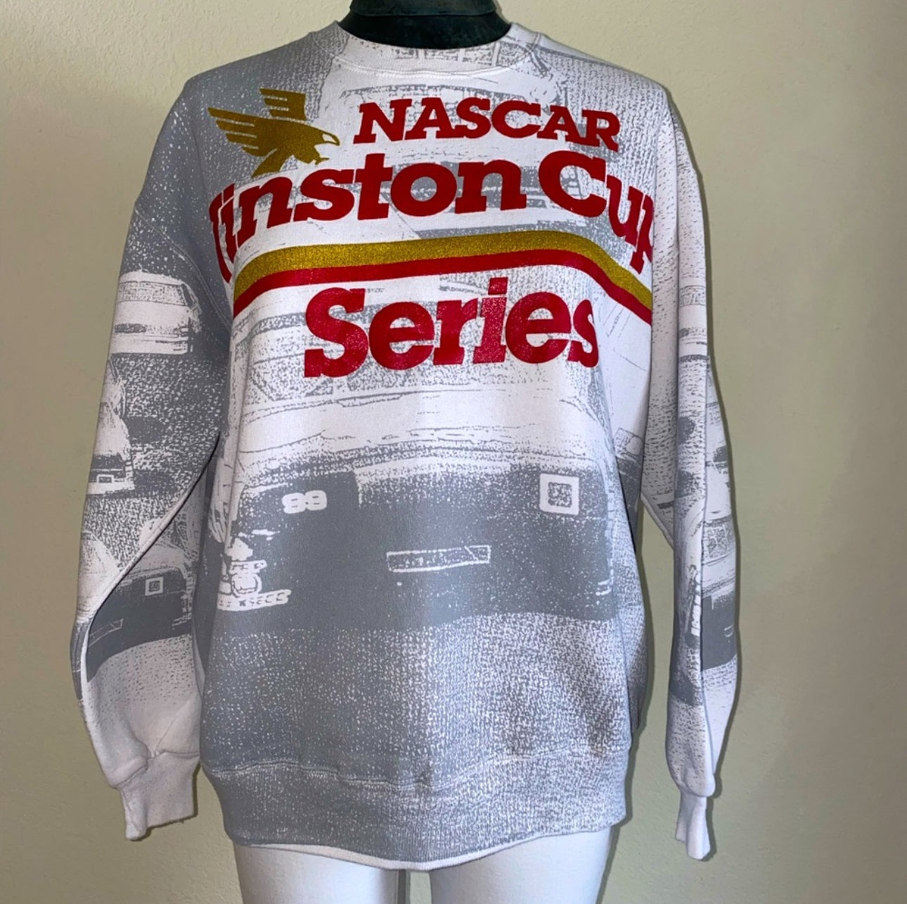 90’s RARE NASCAR Winston Cup Series All Over Print Sweatshirt (Unisex L))