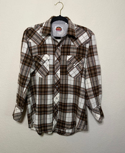 70’s Miller Western Wear Pearl Snap Flannel Shirt (Unisex M)