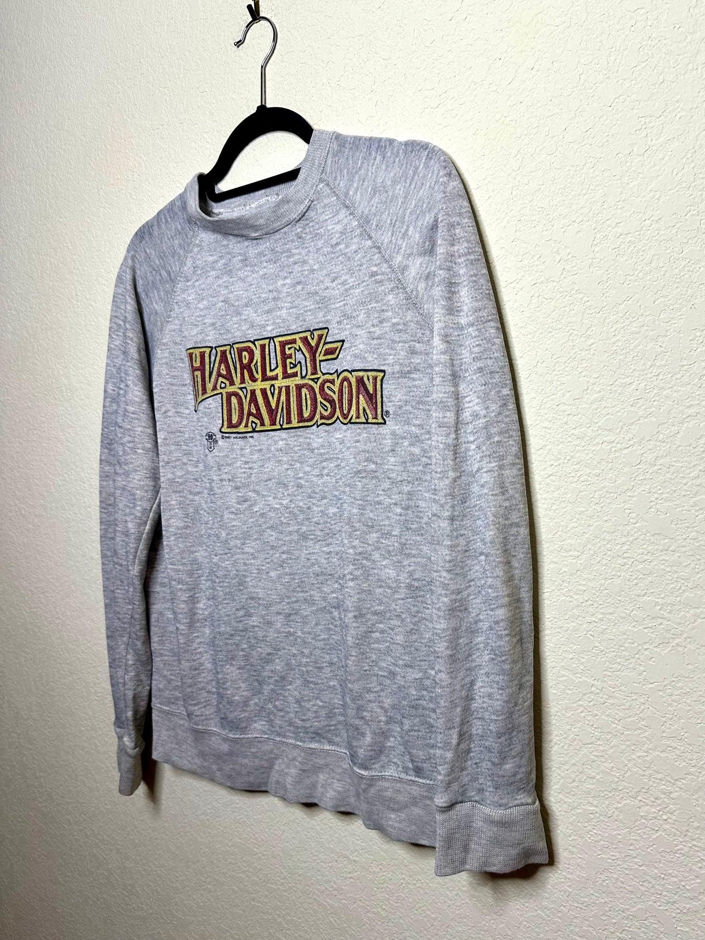 80’s Harley Davidson Threadbare Raglan Sweatshirt (S/M)