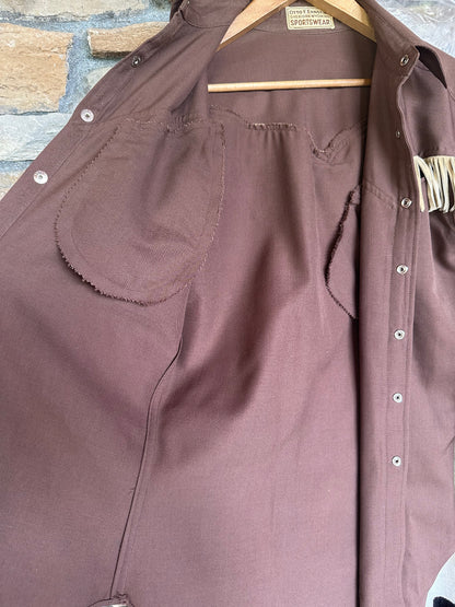 40’s Western Gabardine Fringe Pearl Snap Shirt (Unisex XS/S)