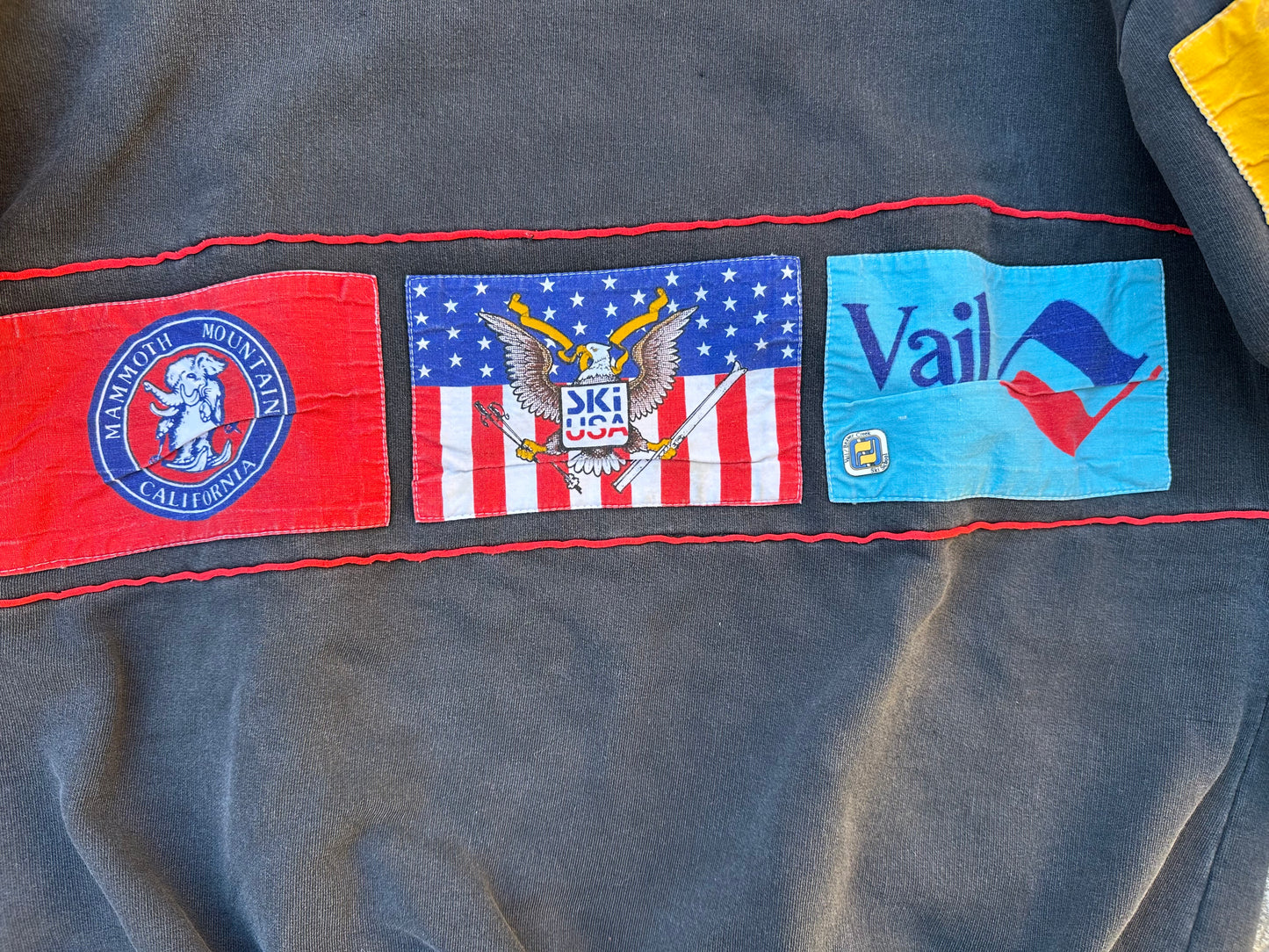 Rare 90s Heavyweight USA Ski Resort Patchwork Sweatshirt (Unisex L/XL)