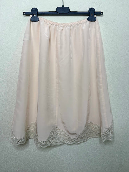 80’s Christian Dior Satin Slip Skirt w/ Embroidered Logo (M/L)