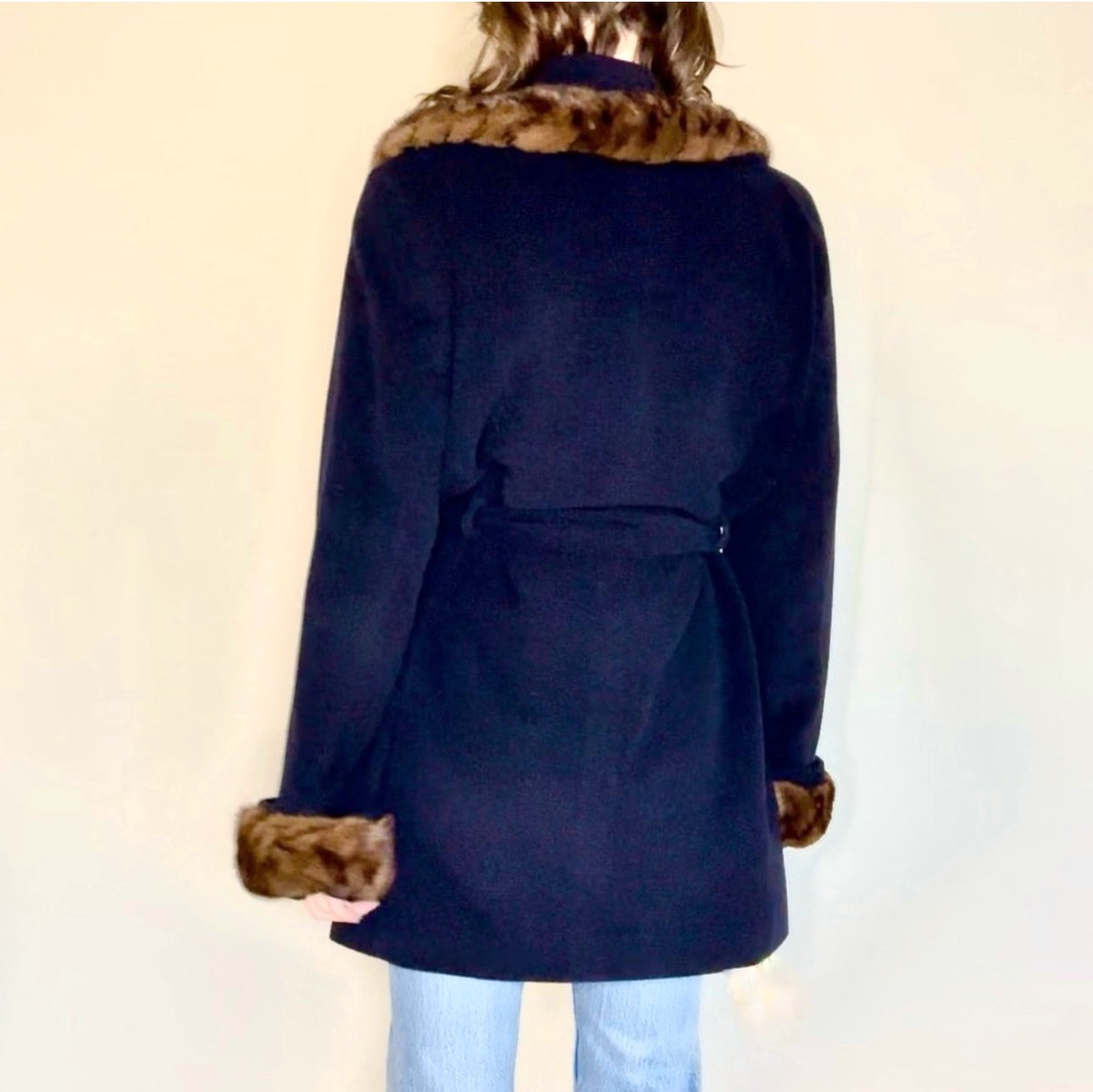 70’s Louis Féraud Mink Trim Angora Wrap Coat (M/L)