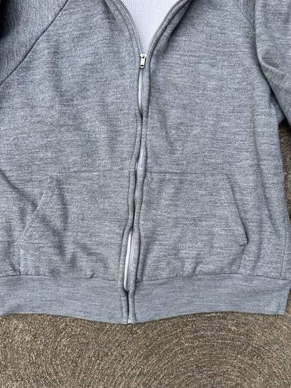 70s Double Face Thermal Lined Raglan Zip-Up Hoodie (Unisex M)