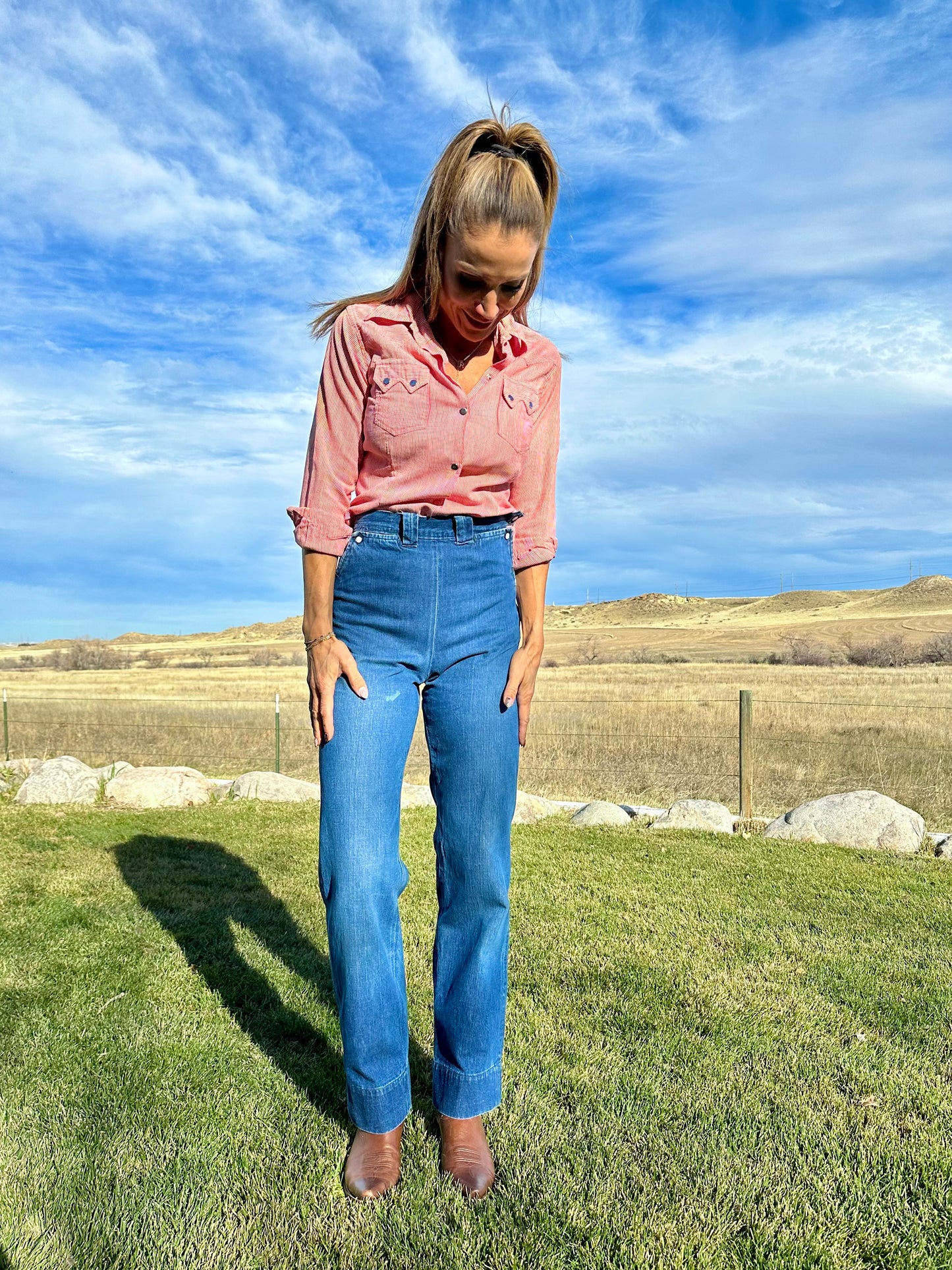 RARE 40’s Rockmount Ranchwear Women’s Sawtooth Woven Cotton Stripe Pearl Snap Shirt (XS/S)