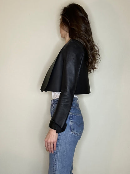 90’s Vintage Fendi Leather Bolero Cropped Open Jacket (Women’s S)