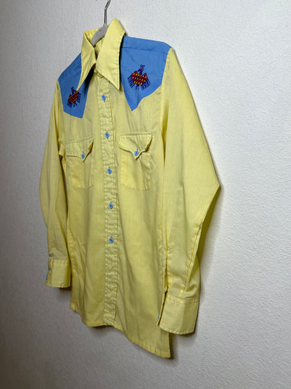 70’s Embroidered Western Pearl Snap Shirt (Women’s S)