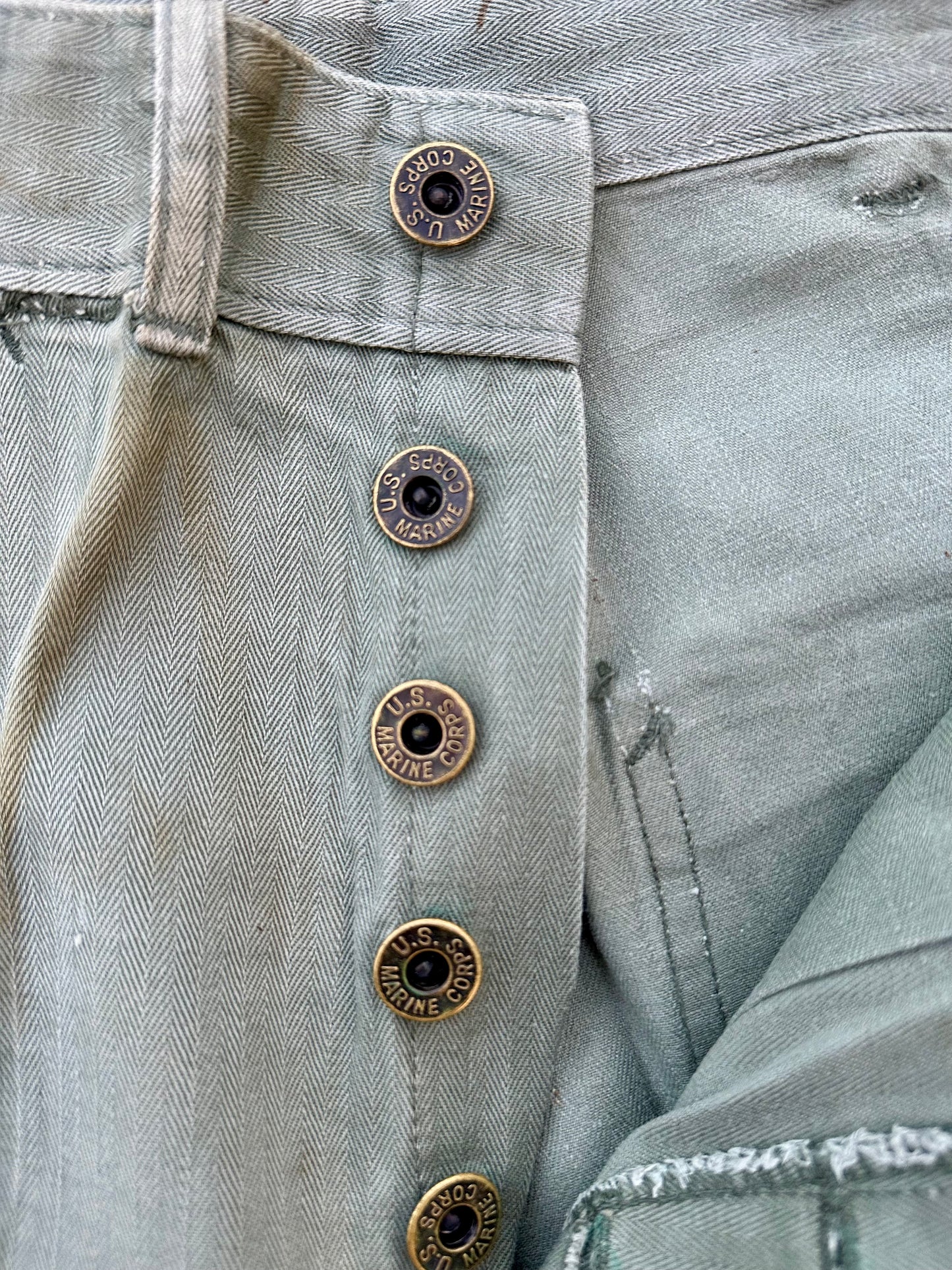 40’s WWII HBT USMC Donut Button P41 Trousers (Unisex 29/30)