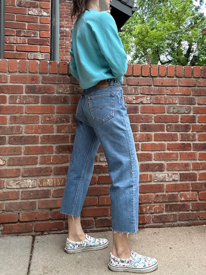 90’s Custom Beaded Waist Levi’s 501 Raw Crop / Capri Jeans (Modern 29/30)