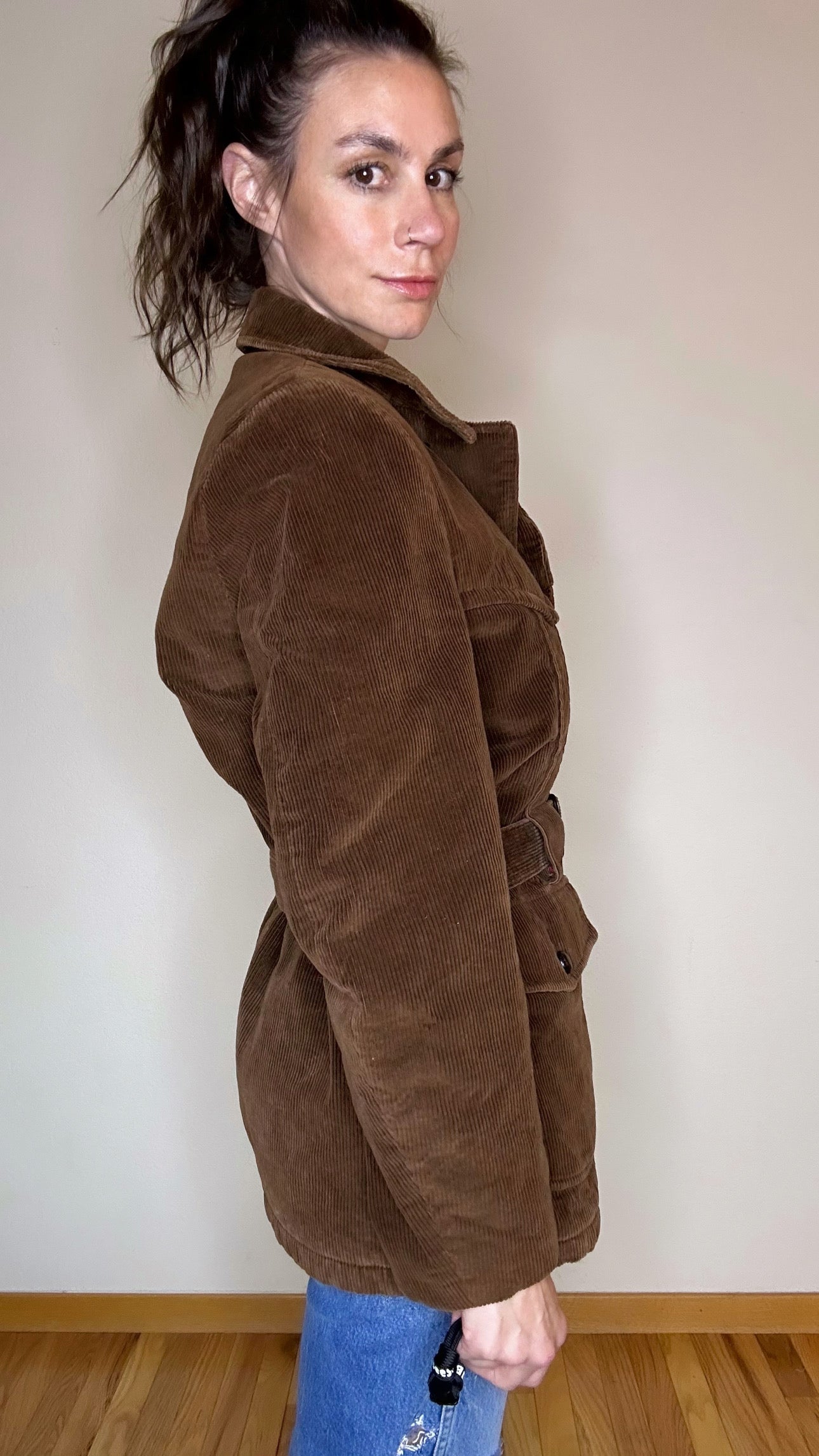 60’s Western Yoked Corduroy Norfolk Hunting Jacket (Unisex M/L)